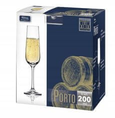 Galicja Staklene čašice za šampanjac na stalku, bezbojne, 200 ml, 6 kom. Porto