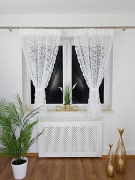 Gotova zavjesa od markizeta 135x160 cm - 3D vez, nabirna traka, bijela