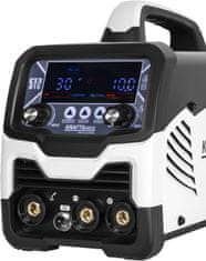 Nikcorp Inverterski aparat za zavarivanje MIG MAG FLUX MMA TIG 200A, multifunkcijski, SYNERGY tehnologija, LCD zaslon, bez plina, 230V, 40-200A, 60% radni ciklus, 310x155x220 mm, 6.5 kg