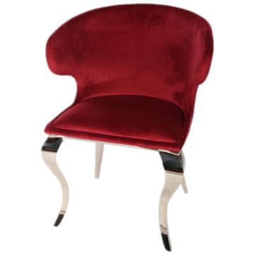 Baršunasta ružičasta kromirana čelična stolica Glamour Style