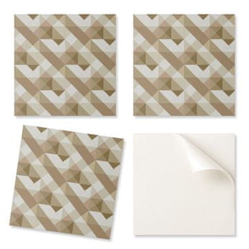 COLORAY Samoljepljivi set PVC pločica s uzorkom za spavaću sobu, geometrija u zemljanim tonovima 9x30x30 cm