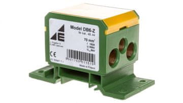 Razvodni blok 2x4-70mm2/2x4-50mm2/1x4-25mm2 žuto-zeleni za ravnu i montažu na šinu DB6-Z 48,44