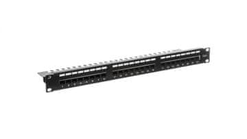Kompletna patch ploča 19 inča 24x RJ45 U/UTP kat. 6 1U s ladicom crna (RAL 9005) DN-91624U-EC