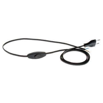 KABEL S PREKIDAČEM 1,5 M 2X0,75 MM2 S RAVNIM UTIKAČEM CRNI KABEL ZA NAPAJANJE