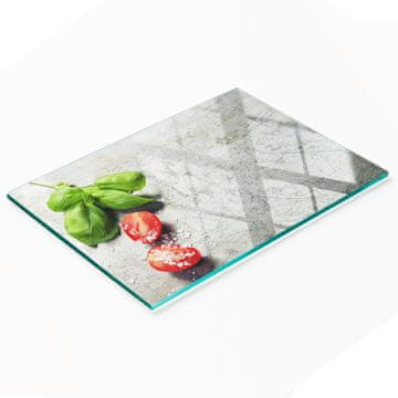 tulup.cz Dekorativna staklena daska za rezanje i posluživanje Rajčice Bosiljak 80x52 cm