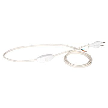 KABEL S PREKIDAČEM 1,5 M 2X0,75 MM2 S RAVNIM UTIKAČEM BIJELI KABEL ZA NAPAJANJE