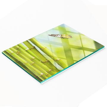 tulup.cz Kuhinjska ploča od kaljenog stakla s ukrasnom grafikom od bambusa i leptira 80x52 cm