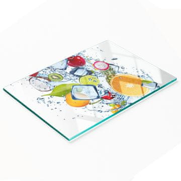 Ukrasna kuhinjska daska za rezanje od stakla s grafikom voće i sladoled, 80x52 cm