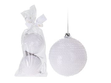 SET BIJELIH BOŽIĆNIH KUGLICA 2 KOMADA SET BOŽIĆNIH UKRASA 8 CM