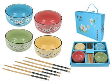 SET OD 4 ZDJELICE, ŠTAPIĆI ZA RAMEN, RIŽU, PORCULAN, AZIJSKU KUHINJU