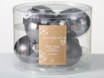 SET SIVIH BOŽIĆNIH KUGLICA 6 KOMADA SET UKRASNIH BOŽIĆNIH DRVCA 8 CM