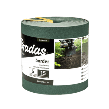 Bradas PLASTIČNI RUB ZA TRAVNJAK, RAVNI, 6 M x 15 CM, ZELENI, ZA VRT