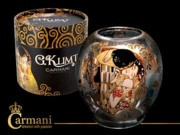 Carmani DEKORATIVNI STAKLENI SVIJEĆNJAK GUSTAV KLIMT POLJUBAC DEKORACIJA POKLON