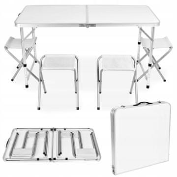 DORI SKLOPIVI KAMPING SET, TURISTIČKI, VRTNI, KOVČEG, STOL + 4 STOLICE
