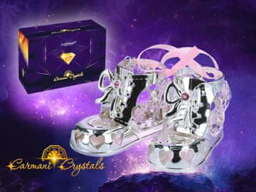 Carmani DJEVOJAČKE CIPELE FIGURICE SREBRNI SWAROVSKI KRISTALI KRŠTENJE PAR POKLON