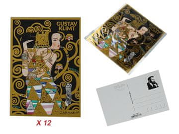 Carmani SET OD 12 RAZGLEDNICA RAZGLEDNICE GUSTAV KLIMT ČEKAJ POKLON KUTIJA