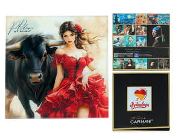 Carmani STAKLENI PODMETAK ZA ŠALICU, POKLON KUTIJA SA SLIKAMA P. RODRIGUEZ CORRIDA