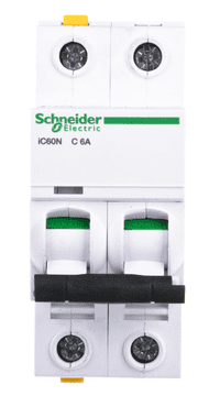 Schneider Automatski osigurač 2P C 6A 6kA AC iC60N-C6-2 Acti9 A9F04206