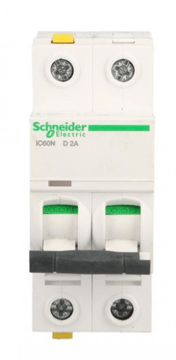 Schneider Automatski osigurač 2P D 2A 6kA AC iC60N-D2-2 Acti9 A9F05202