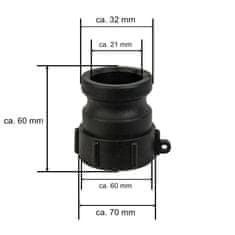 Bradas IBC PRIKLJUČAK GW S60X6 CAMLOCK A 3/4 INČNI PRIKLJUČNI ADAPTER POSUDA V.