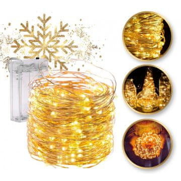 SVJETLA NA NIZI ZA UNUTARNJU UPOTREBU 100 LED TOPLO BIJELIH SVJETALA ZA DEKORACIJU DOMA