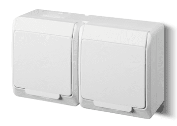 Hermes Dvostruka utičnica sa/bez 2P+Z schuko IP44 bijela 0325-02