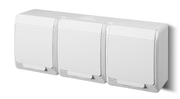 Hermes Trostruka utičnica sa/bez 2P+Z schuko IP44 bijela 0326-02