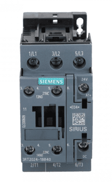Siemens Kontaktor snage 12A 3P 24V DC 1NO 1NC S0 3RT2024-1BB40
