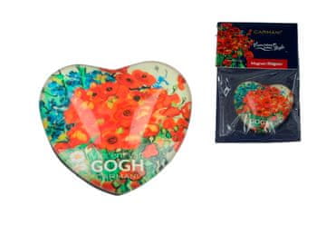 Carmani MAGNET ZA HLADNJAK SRCE VAN GOGH MAKOVI U VAZI UMJETNIČKI POKLON