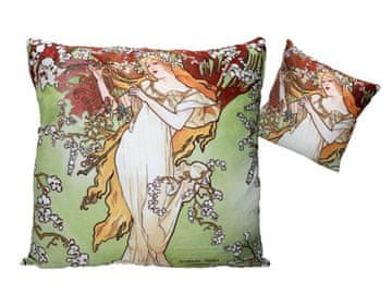 Carmani ALFONS MUCHA PROLJETNI JASTUK S PUNJENJEM, UKRASNA NAVLAKA S ZATVARAČEM