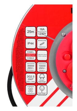 slomart VRX produžni kabel PB25METAL, 25m, 3x2.5 mm², IP44, crni