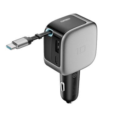 slomart Cuktech CC903P 100W Auto Punjač sa zaslonom i uvlačivim kabelom - Siva