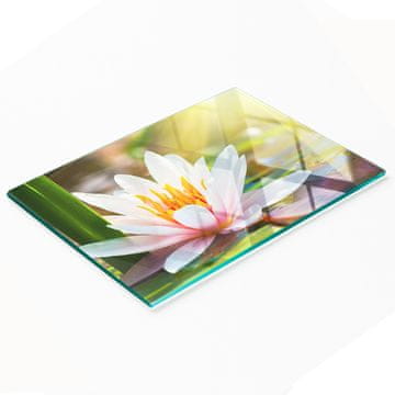 Ukrasna staklena daska za rezanje s grafikom lopoča, 80x52 cm
