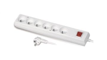 JO! Produžni kabel s prekidačem, 6 utičnica, 10A, 5m, bijeli, PS-670WS, T-106220