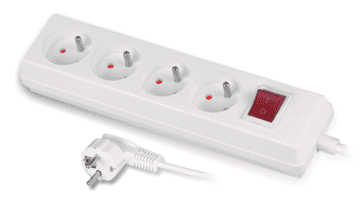 Produžni kabel s prekidačem, 4 utičnice, 10A, 5m, OMY 3x1, bijeli, PS-470WS
