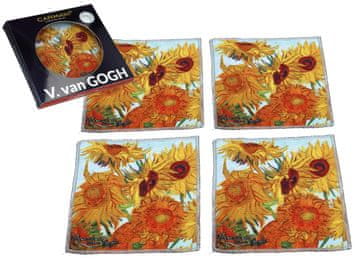 Carmani SET OD 4 PODMETAČA ZA ŠALICE S TEMATOM SUNCOKRETOVA VINCENT VAN GOGH PODMETAČI ZA ŠALICE I ČEPOVI