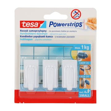 slomart Tesa Powerstrips samoljepljiva kuka, mala, bijela, 3 kom.