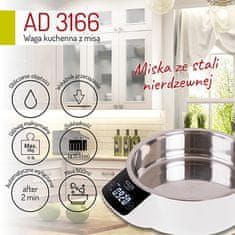 AD ADLER AD 3166 Kuhinjska vaga s posudom, 5 kg