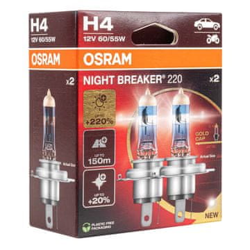 slomart Halogene žarulje OSRAM H4 Night Breaker +220%, 12V, 2 kom.