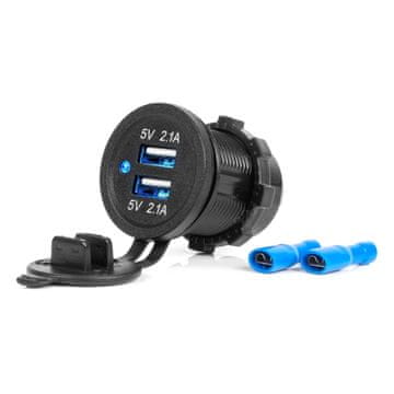slomart AMiO auto punjač, vodootporni, 2xUSB, 4.2A, 12/24V