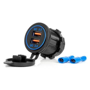slomart AMiO auto punjač, vodootporni, 2xUSB QC 3.0, 12/24V
