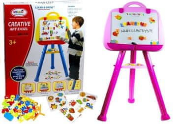 slomart Magnetska ploča LEAN TOYS na stalku, Roza (flomaster, magneti)