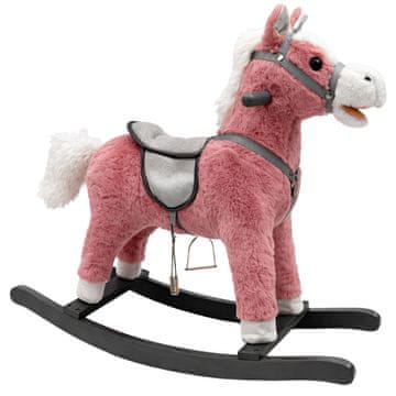 Kona LEAN TOYS Konj za ljuljanje sa zvukovima, roza, 74 cm