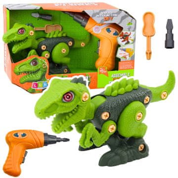 slomart LEAN TOYS Dinosaur za sastavljanje/rastavljanje s baterijskom bušilicom (zeleni)