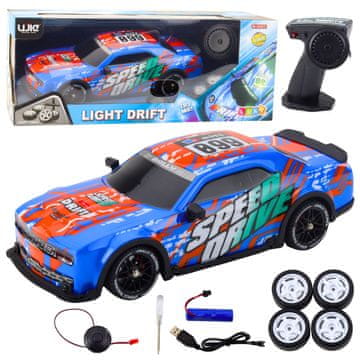 RC sportski automobil s osvijetljenim drift tijelom, plavi