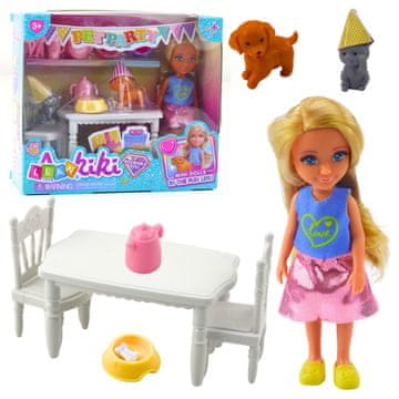 slomart LEAN TOYS Rođendanski set s lutkom, životinjama i dodacima