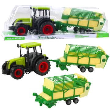 slomart LEAN TOYS zeleni traktor sa zelenom-žutom prikolicom, 50 cm