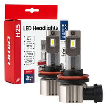 slomart AMiO LED auto žarulje H25 Canbus H8/H9/H11/H16, 12V, 31W