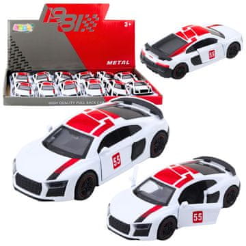 slomart LEAN TOYS bijeli sportski auto 1:43, "pull back", svjetla, zvuk