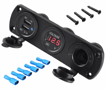 slomart ATL PLS37 Utičnica 12V s 2x USB (5V) i voltmetrom, vodonepropusna